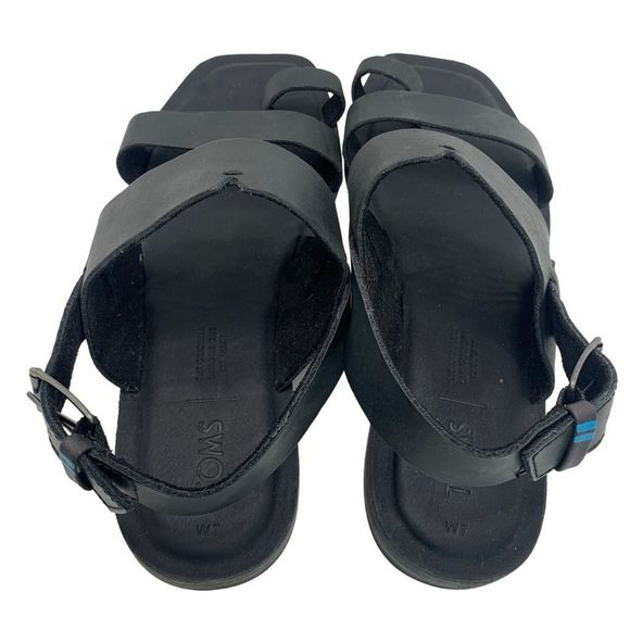TOMS Freya Black Vegan Leather Sandals Size 7 - Picture 6 of 11